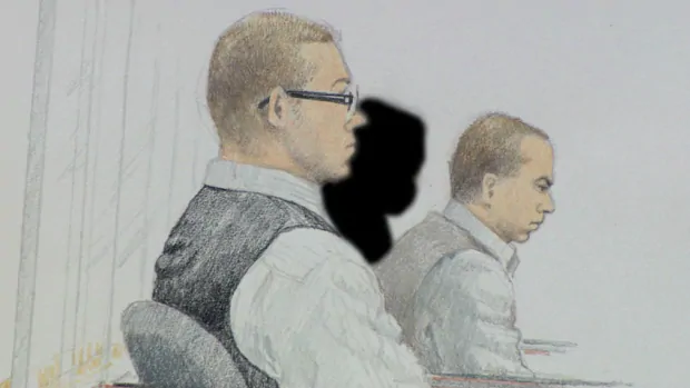 surrey six courtroom sketch matthew johnston and cody haevischer