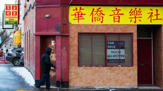 pedestrian in calgary s chinatown