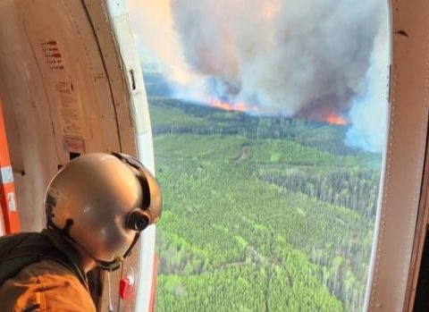 donnie creek wildfire aerial view firefighter plane